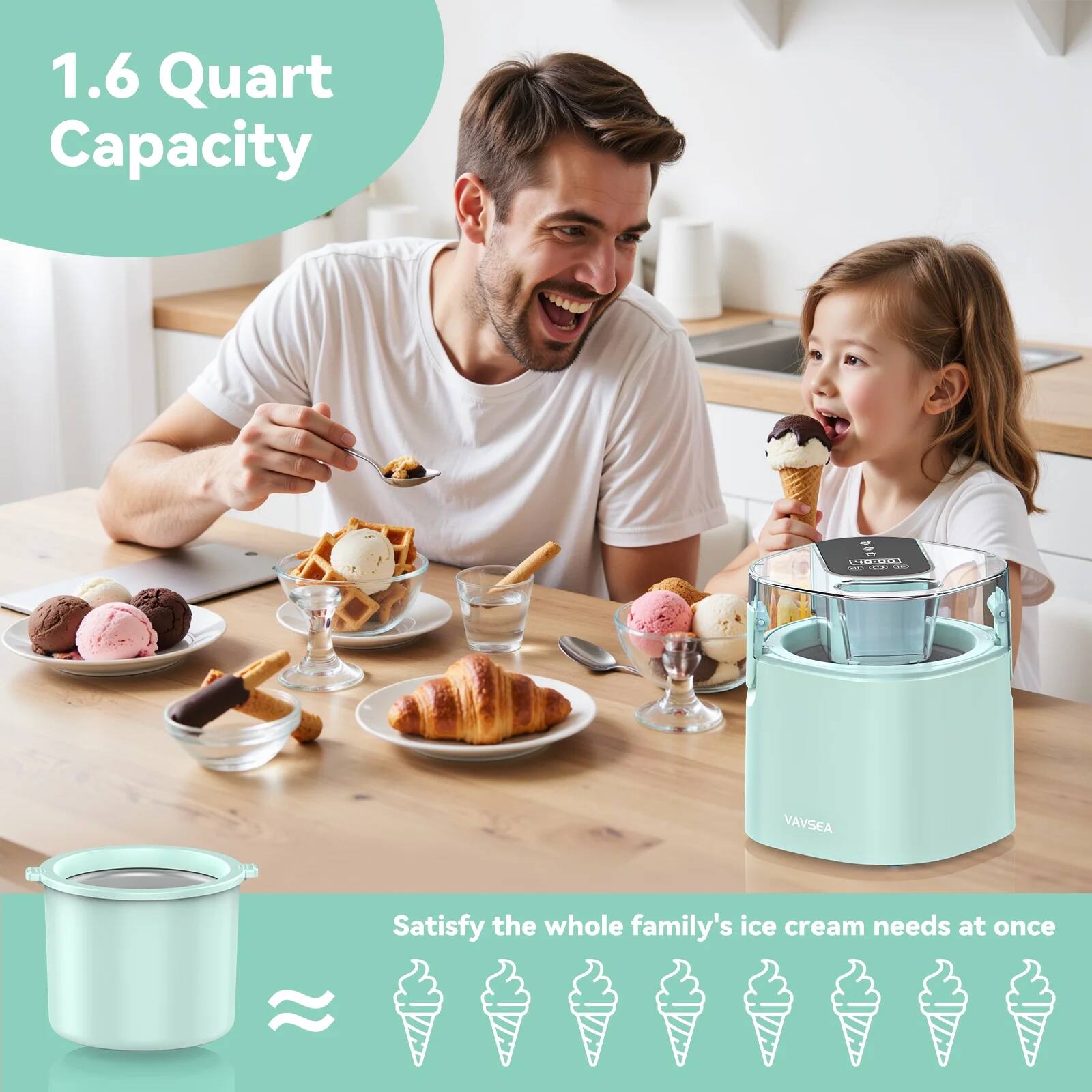 1.6 Quart Capacity

Satisfy the whole family's ice cream needs at once