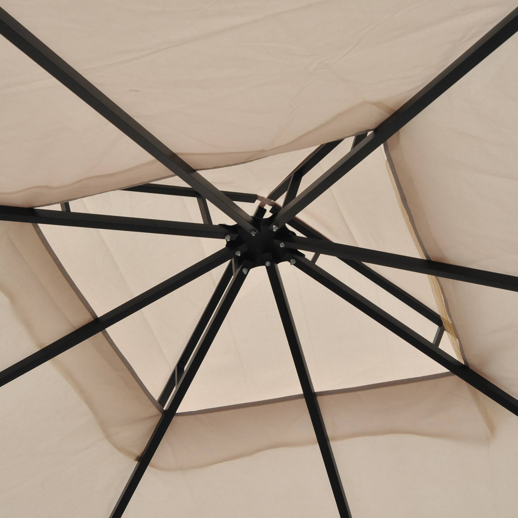 Alt View 8. Outsunny - 10' x 10' Outdoor Patio Gazebo Canopy Tent with Mesh Sidewalls, 2-Tier Canopy for Backyard - Beige.