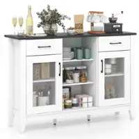 Costway Sideboard Buffet Cabinet with 2 Drawers 2 Doors 3 Open Compartments 4 Shelves - White - Front_Zoom