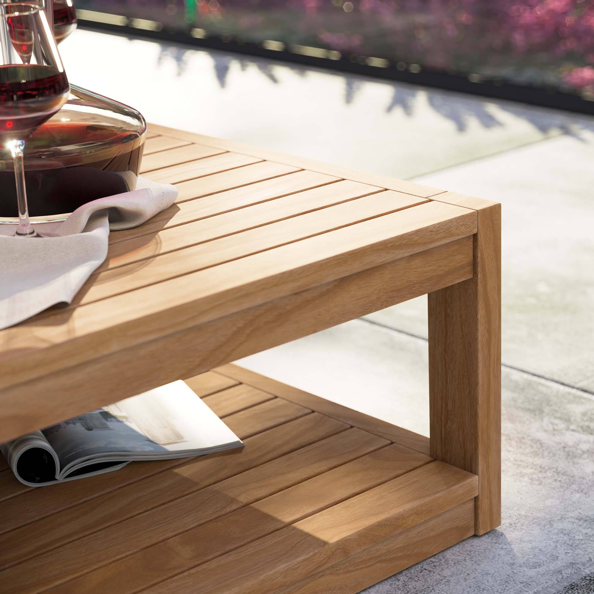 Back. Modway - Carlsbad Teak Wood Outdoor Patio Coffee Table by Modway - Natural.