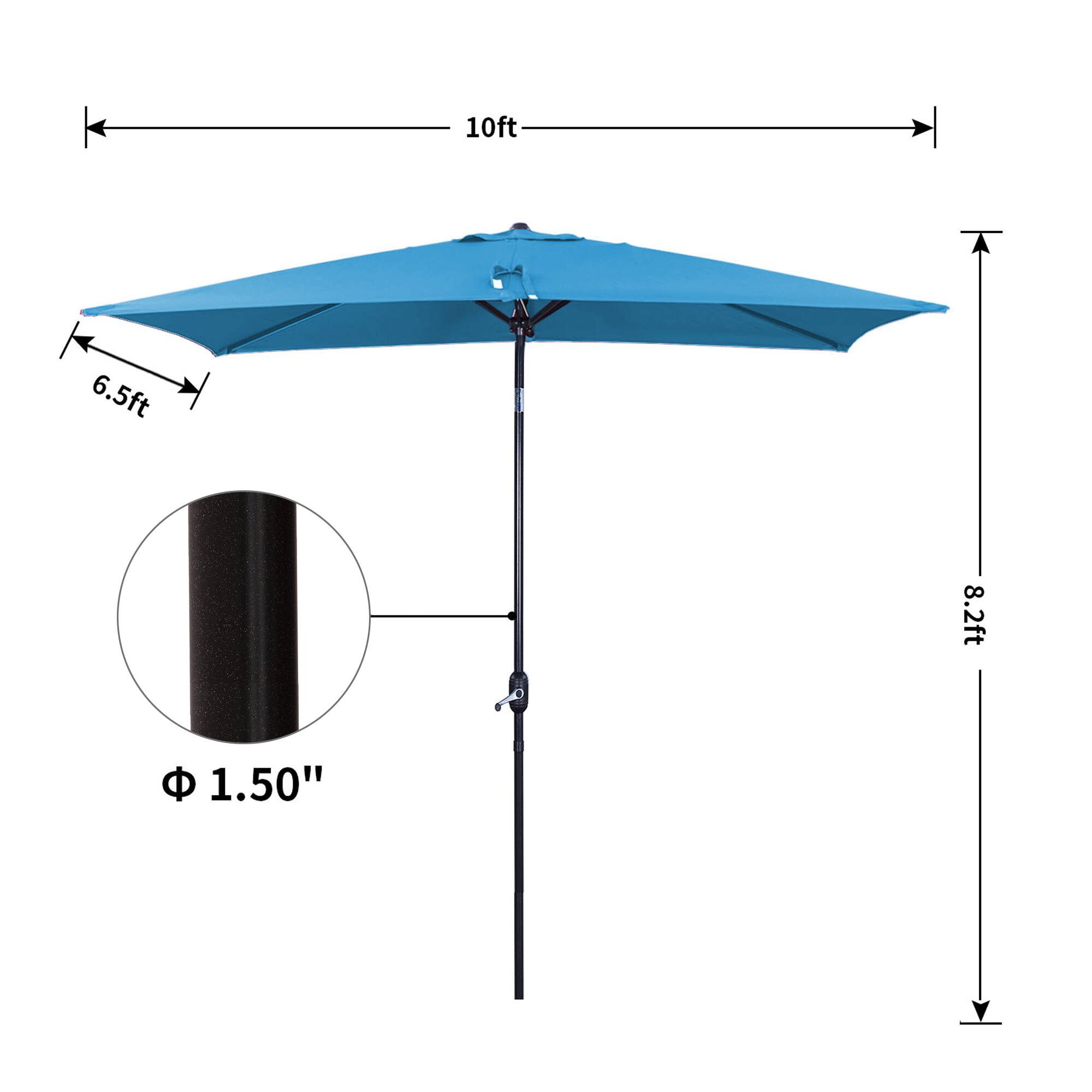 10ft, 6.5ft, 8.2ft, 1.50"