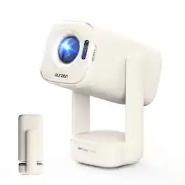 Aurzen - Smart Portable Projector with USB-C Powered, 4K Supported, 16W Dolby Audio, Built-in Official Apps, Native 1080P HDR10 - Off-White
