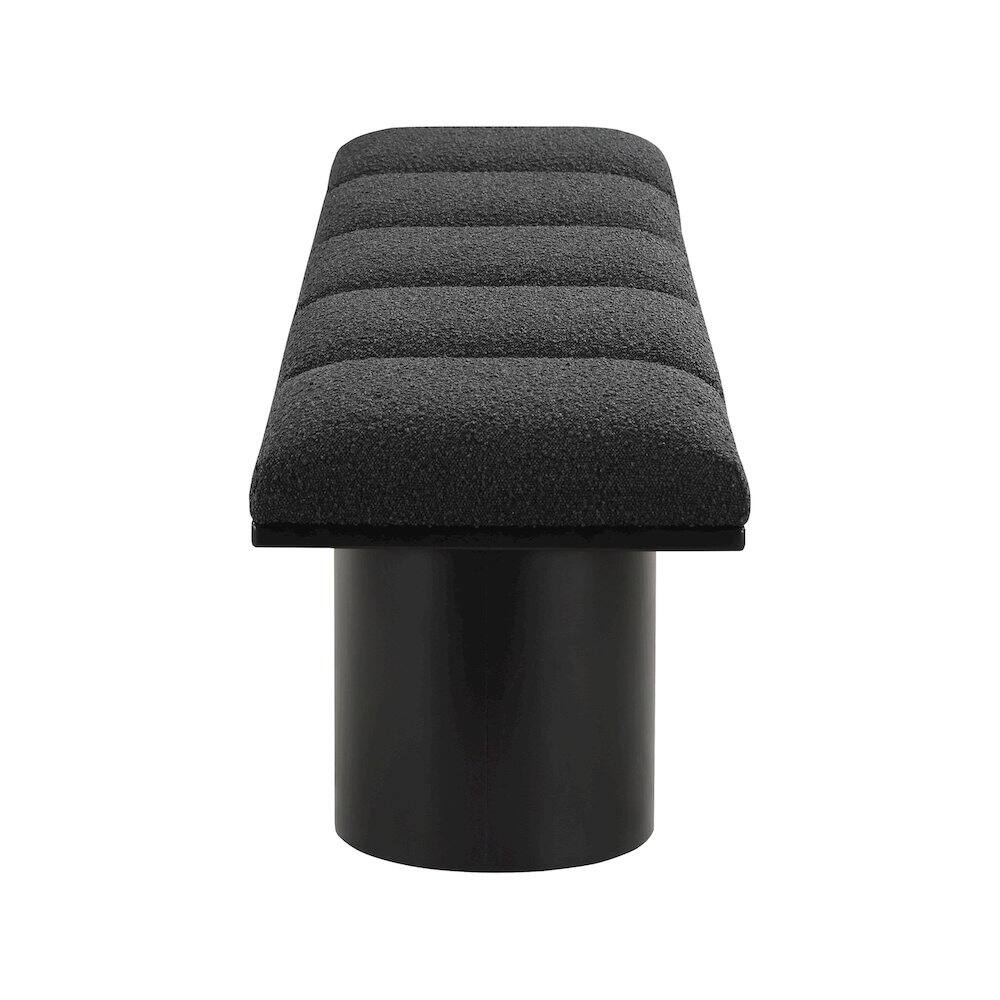 Left. Meridian Furniture - Pavilion Black Boucle Fabric Bench - Black Boucle Fabric.