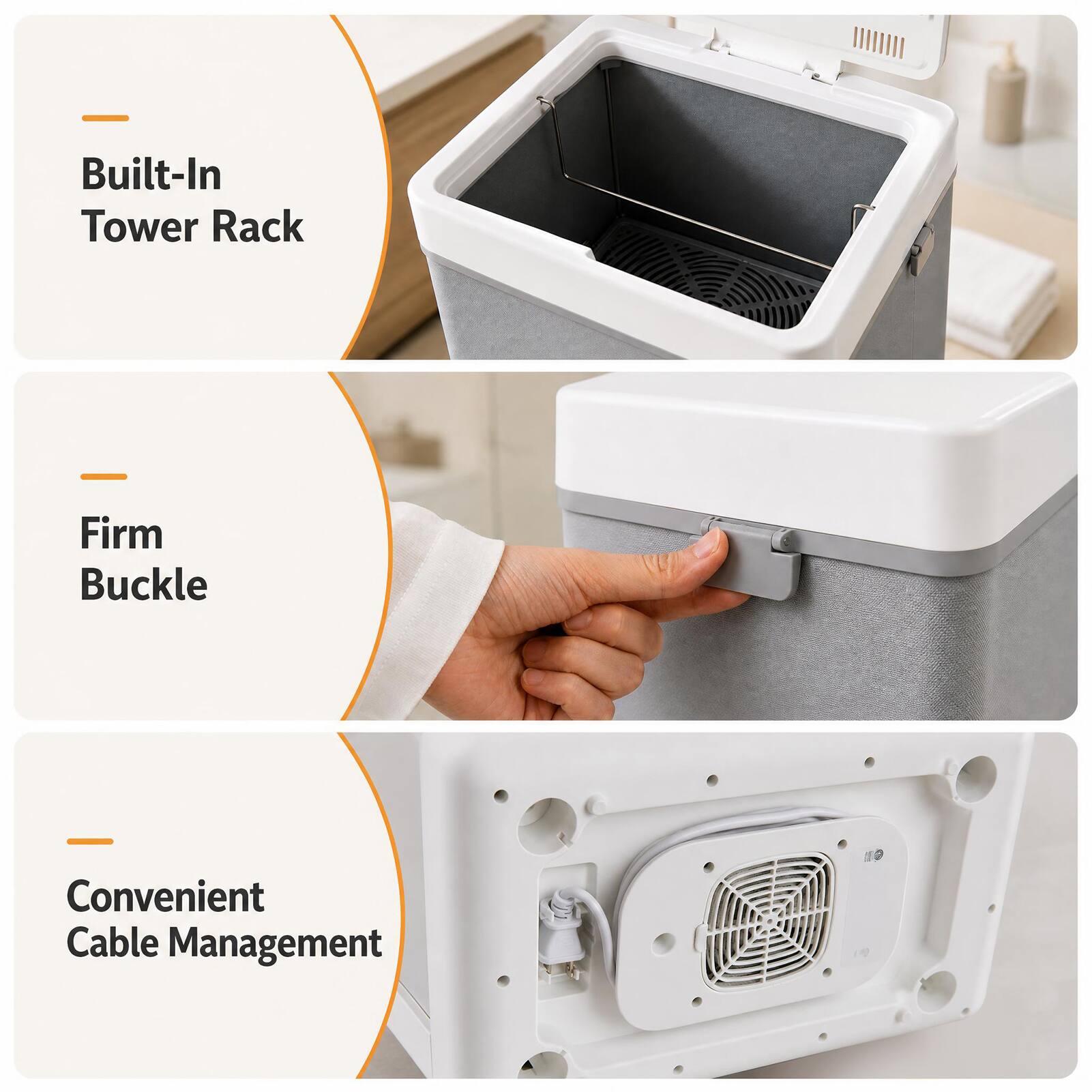- Built-In Tower Rack
- Firm Buckle
- Convenient Cable Management