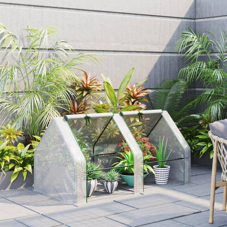 Alt View 2. PULUZ - Portable Mini Greenhouse, Outdoor Garden with Large Zipper Doors and Water/UV PE Cover - White.