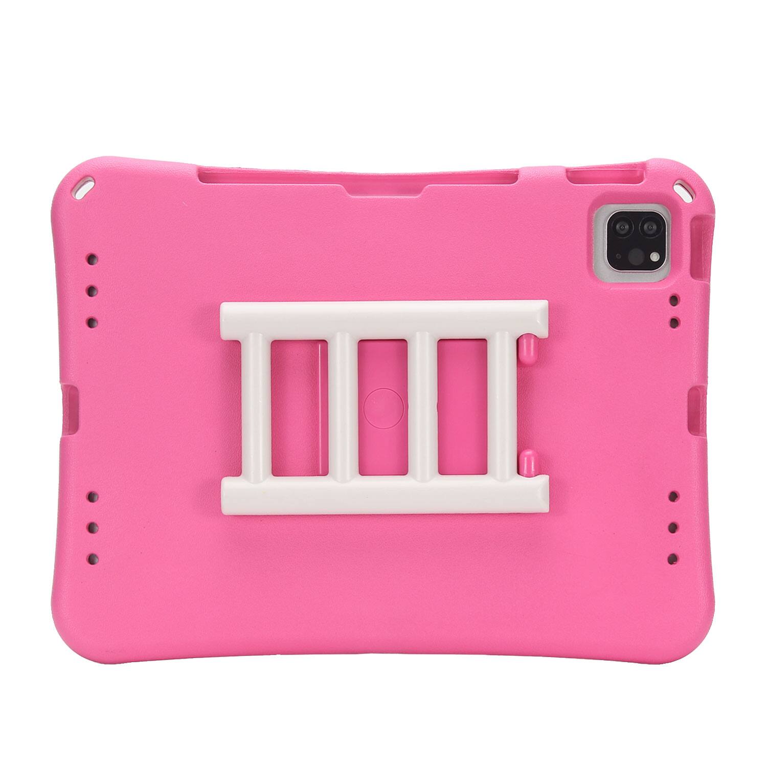 Back. Dteck - for Apple iPad Air (M4) 11" 2026/(M3) 2025/(M2) 2024 Rugged Case,Shockproof Heavy Duty EVA Cover with Rotating Stand - Rose.