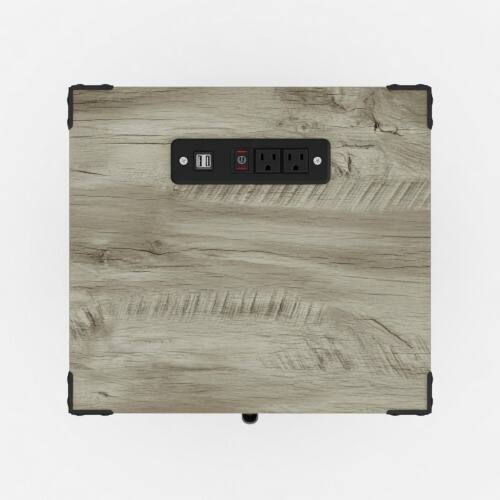 Alt View 7. LUCKY ONE - 16" Assembled Farmhouse Nightstand with Charging Station USB - Wood.