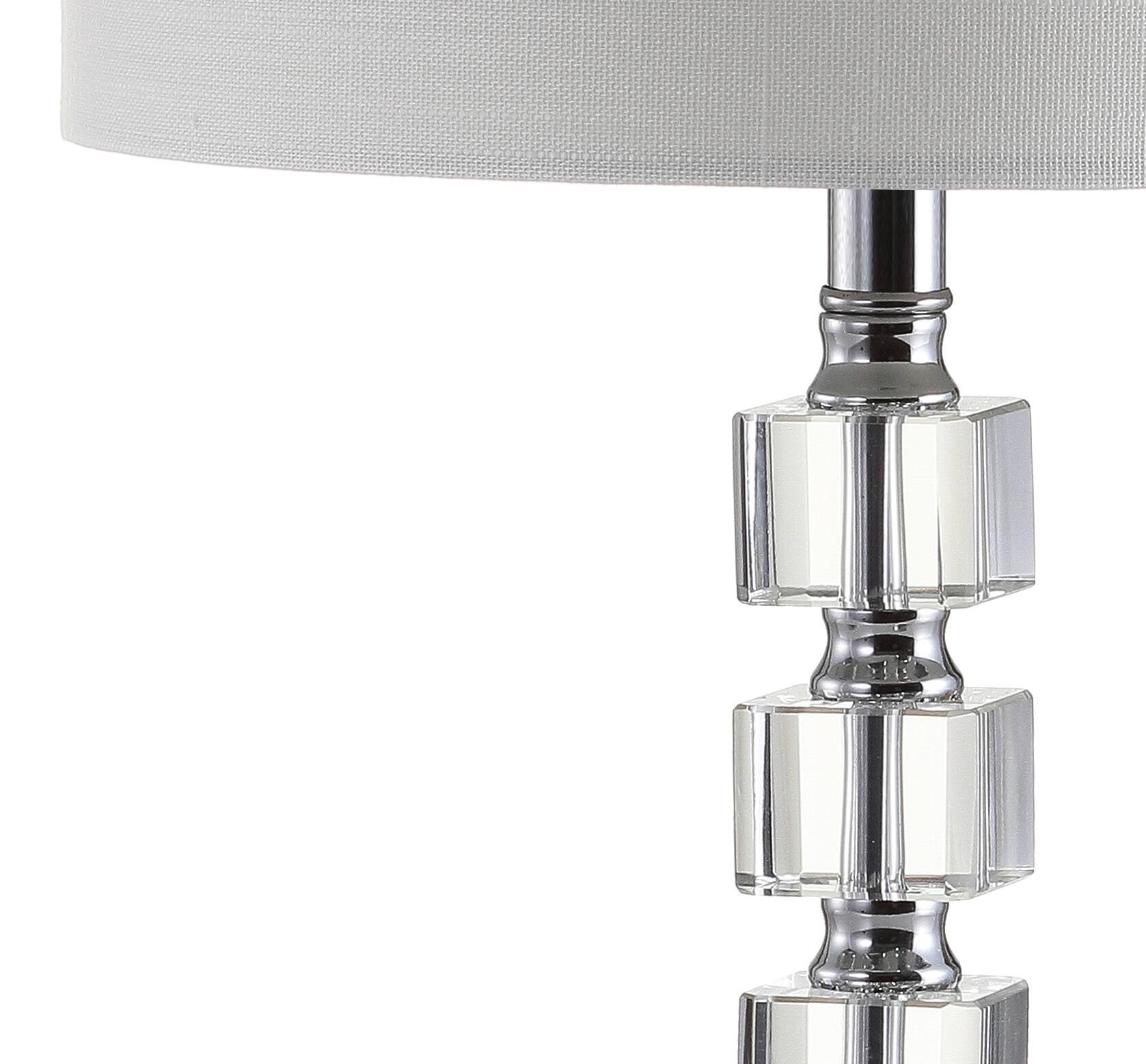 Alt View 3. Jonathan Y - Barnard 22" LED Crystal/Metal Table Lamp, Clear (Set of 2) - Clear/Chrome.