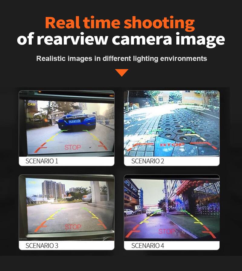 Real time shooting of rearview camera image  
Realistic images in different lighting environments  

SCENARIO 1  
CAM DEB32E  
STOP  

SCENARIO 2  
STOP  

SCENARIO 3  
STOP  

SCENARIO 4  
STOP
