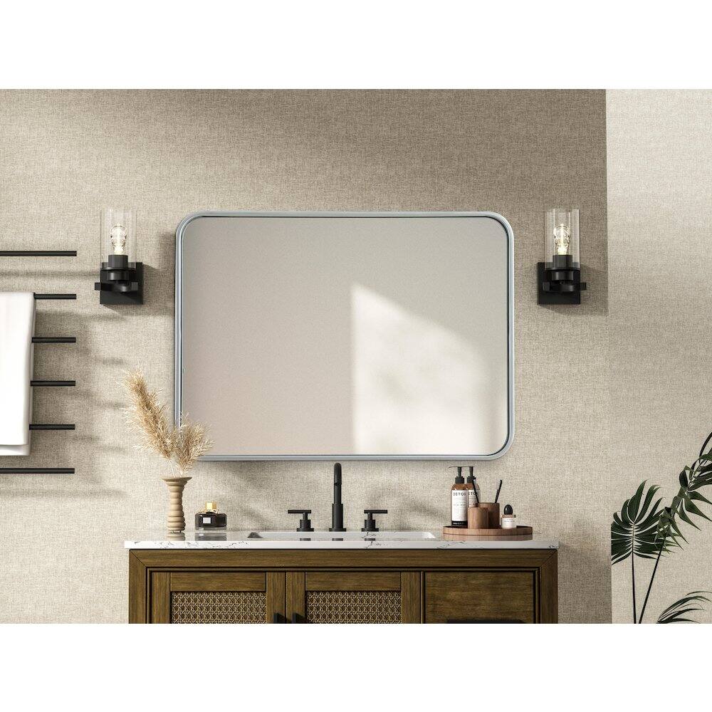 Alt View 3. Elegant Decor - Contour Metal Rectangle Mirror 22x30 in Silver - Silver.