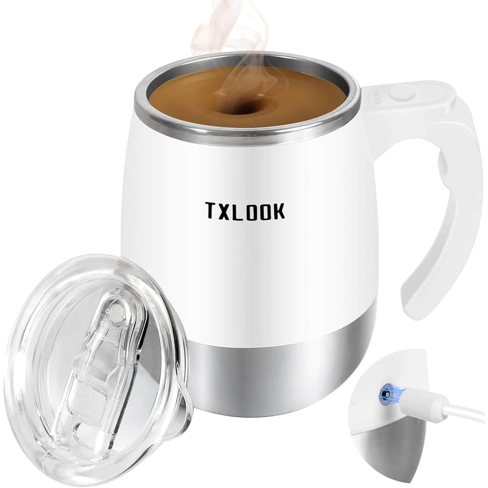 Schertz - Self-Stirring Rechargeable Coffee Mug with Magnetic Stirrer, 400ml - White