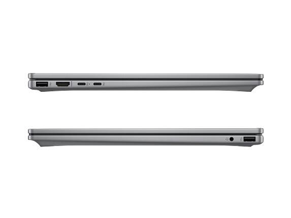 Left. HP - HP OmniBook X Laptop Computer 16" 2K Touch Screen AMD Ryzen AI 7 16 GB - Meteor silver aluminum.