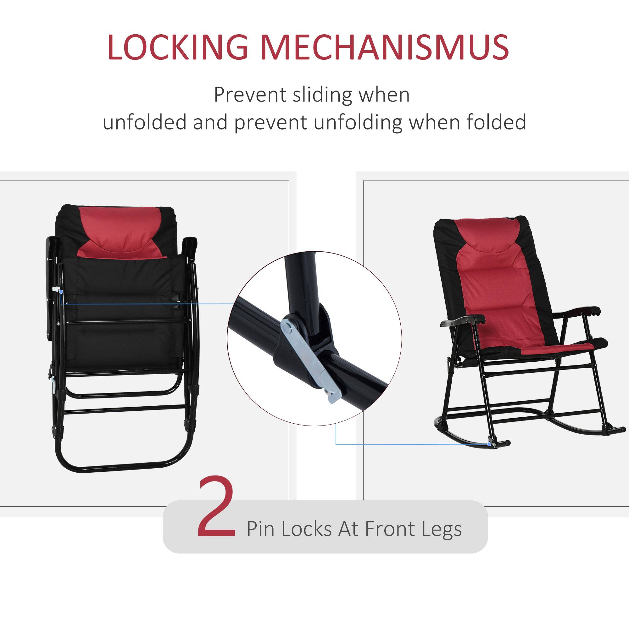 LOCKING MECHANISMUS  
Prevent sliding when unfolded and prevent unfolding when folded  

2 Pin Locks At Front Legs