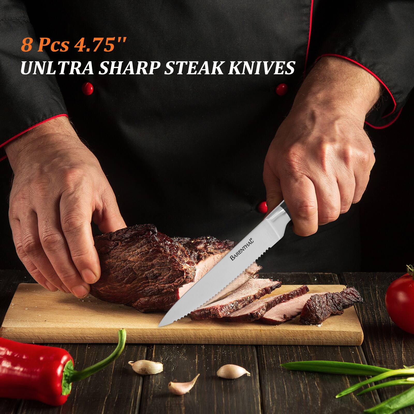 8 Pcs 4.75" ULTRA SHARP STEAK KNIVES