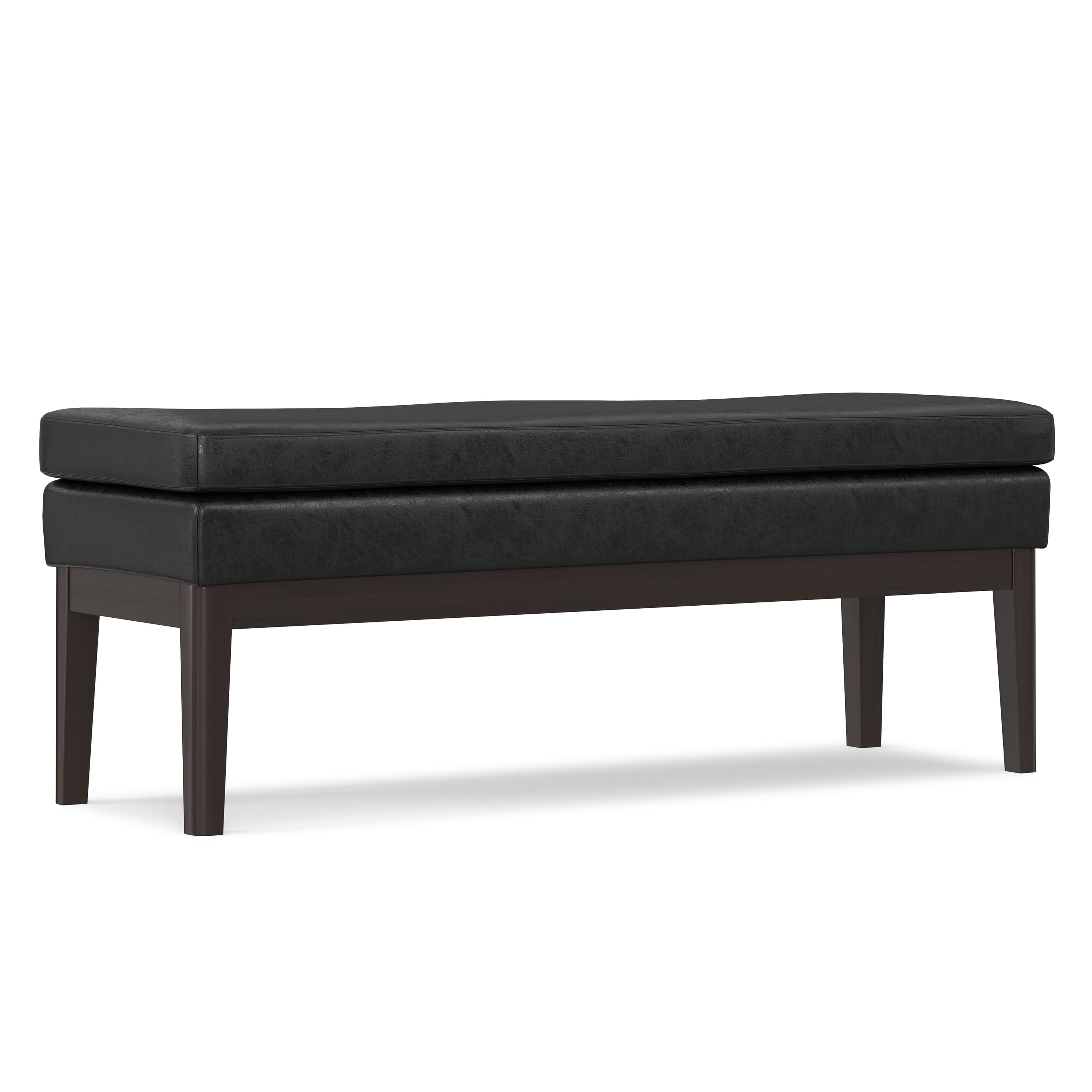 Front. Simpli Home - Carlson Ottoman Bench in Distressed Black - Distressed Black.
