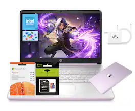HP - 14" Laptop, Quad-Core, 4GB RAM 256GB Storage (128GB UFS+128GB SD Card) 1-Year Office 365 Copilot AI Wi-Fi 6 Win11 - Honey Lavender