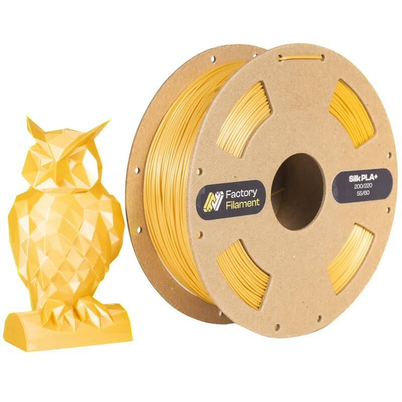 Factory Filament - 1.75mm PLA 3D Printer Filament, 1 KG Spool, Dimensional Accuracy +/- 0.02 mm, 3D Printing Filament - Silk Gold