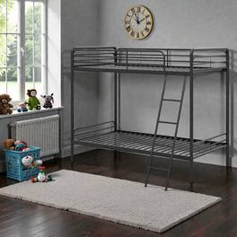 Hivvago - Durable Metal Bunk Bed with Secure Guard Rails and Easy-Climb Ladder - Black