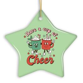 OrnamentallyYou - Have a Cup of Cheer Festive Retro Christmas Ornament - Multi-colored