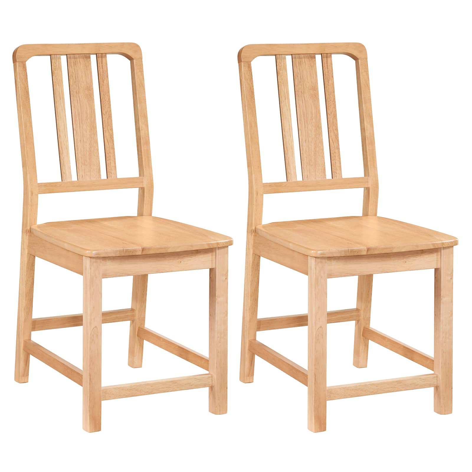 Gymax - Dining Chairs Set of 2 Rubber Wood Dining Room Chairs w/ Hollowed Backrest - Yellow