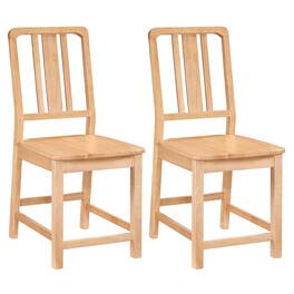 Gymax - Dining Chairs Set of 2 Rubber Wood Dining Room Chairs w/ Hollowed Backrest - Yellow