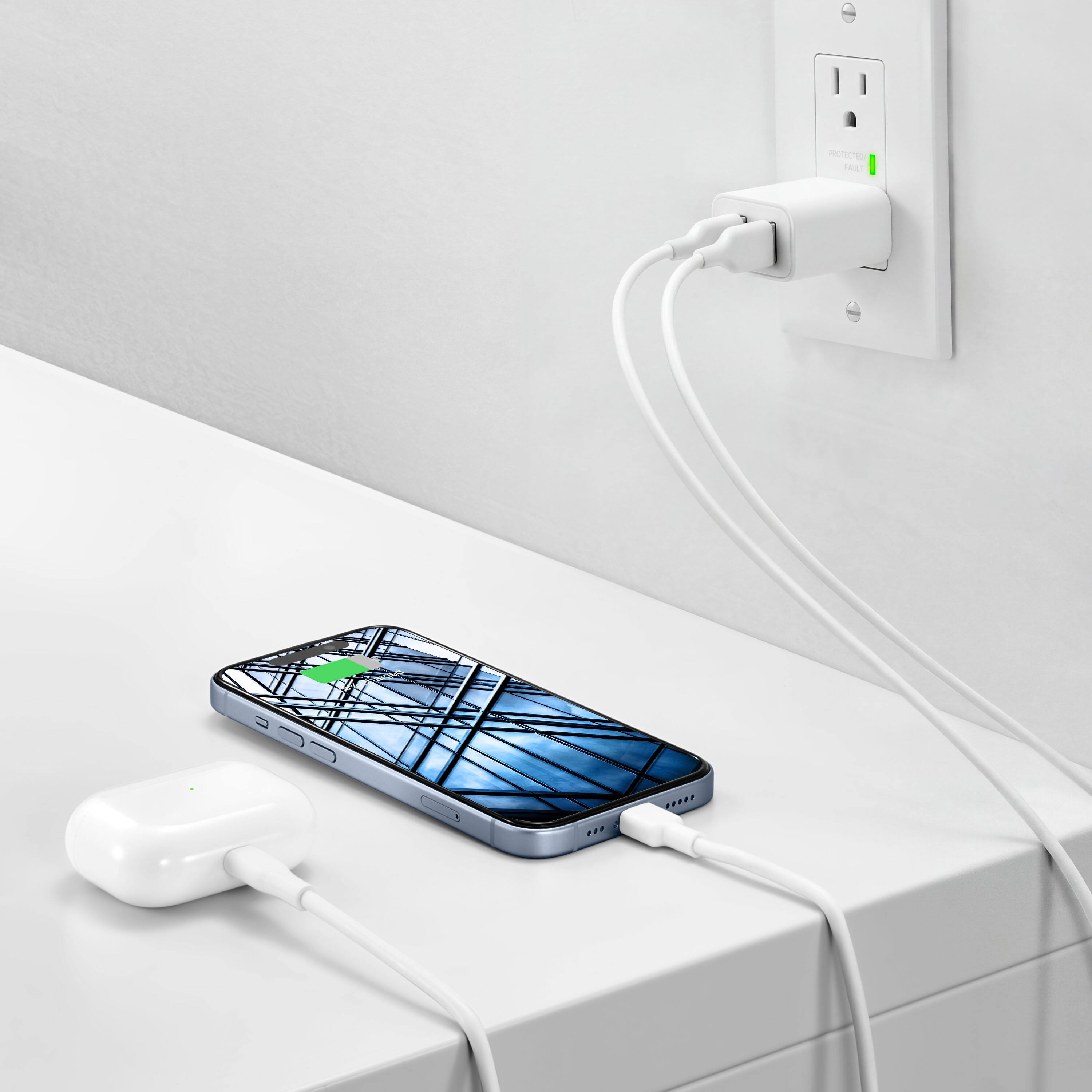 Alt View 1. Best Buy essentials™ - 12W Dual-Port Wall Charger (2-pack) for Smartphones, Tablets, and Other USB Devices - White.