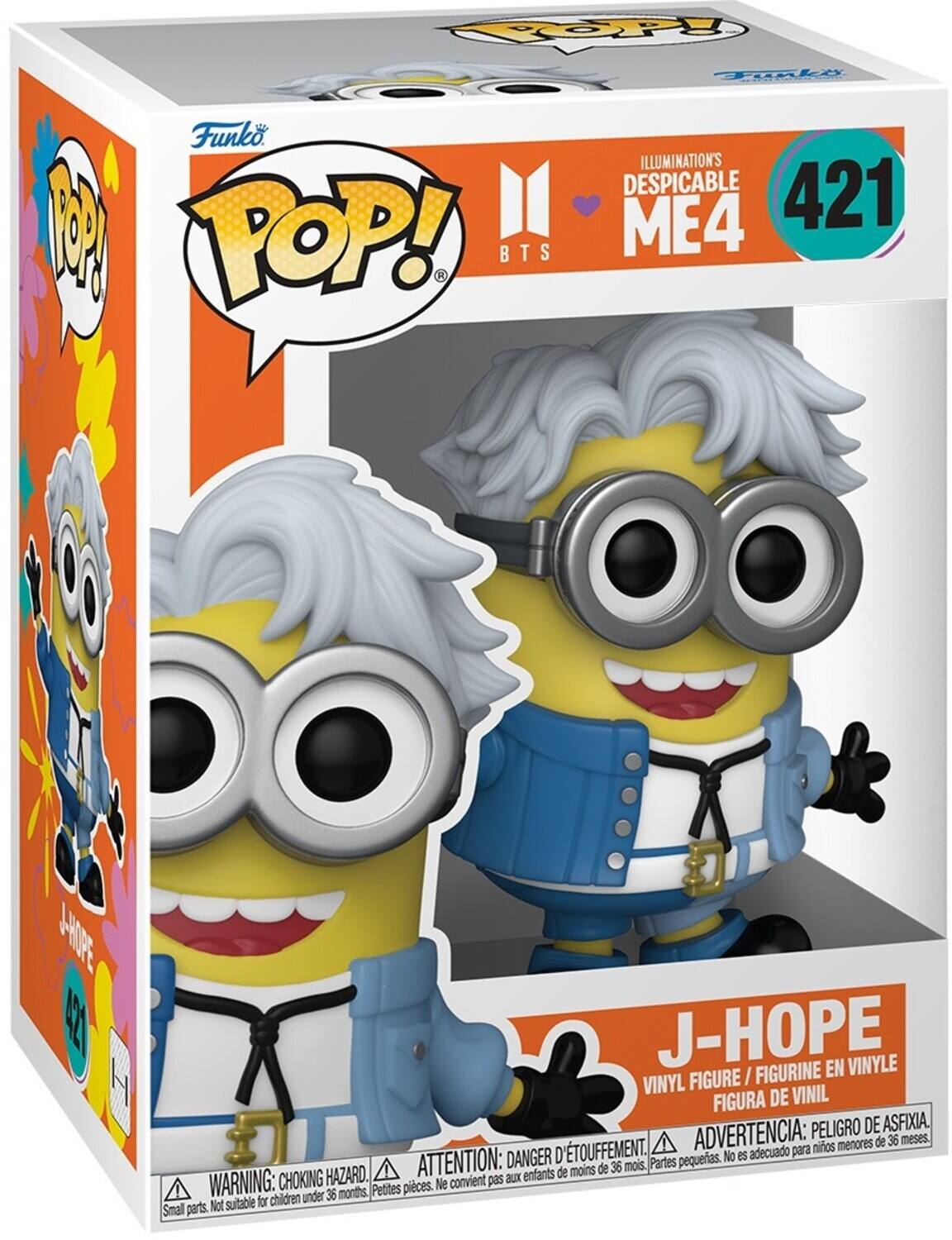 CO-OPPy d Funko 1 POP! BTS T ALy ILLUMINATION'S DESPICABLE 421 ME4 A-HORE KE J-HOPE I FIGURINE EN VINYLE H VINYL FIGURE FIGURA DE VINIL PELIGRO DE ASFIXIA. D'TOUFFEMENT. ADVERTENCIA: para mios menores de 36 meses. DANGER No es adecuado ATTENTION: de 36 mois Partes pequeas. HAZARD. enfants de moins WARNING: CHOKING e convient pas aux 36 months. Petites pieces. suitable for children under Small parts. Not