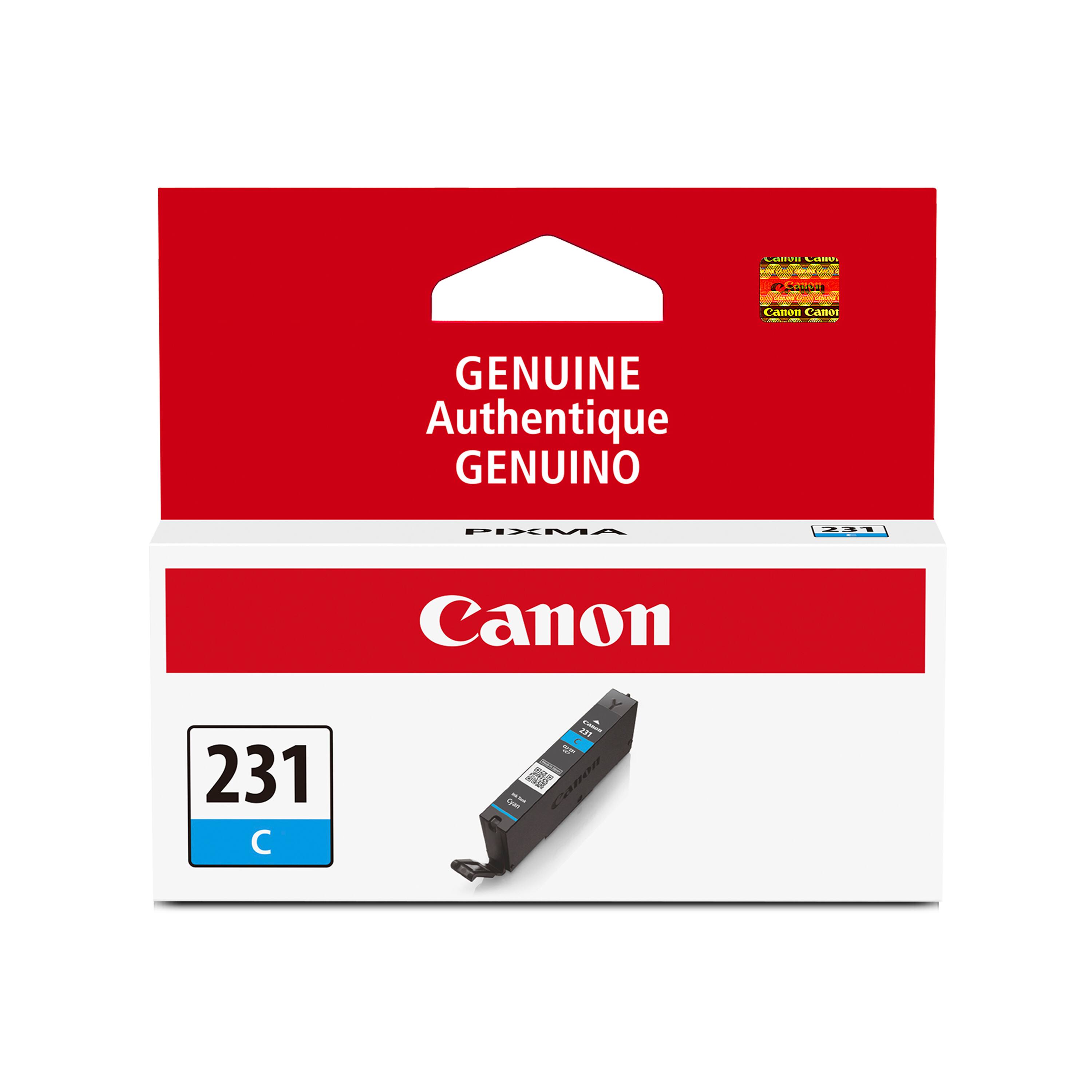 Canvil Calles  
NOO  
Canon UNIVE ON  
Canon Canon  
GENUINE Authentique GENUINO  
PIXMA  
231  
Canon  
231  
Cyan  
2.51 CARRIN Canon