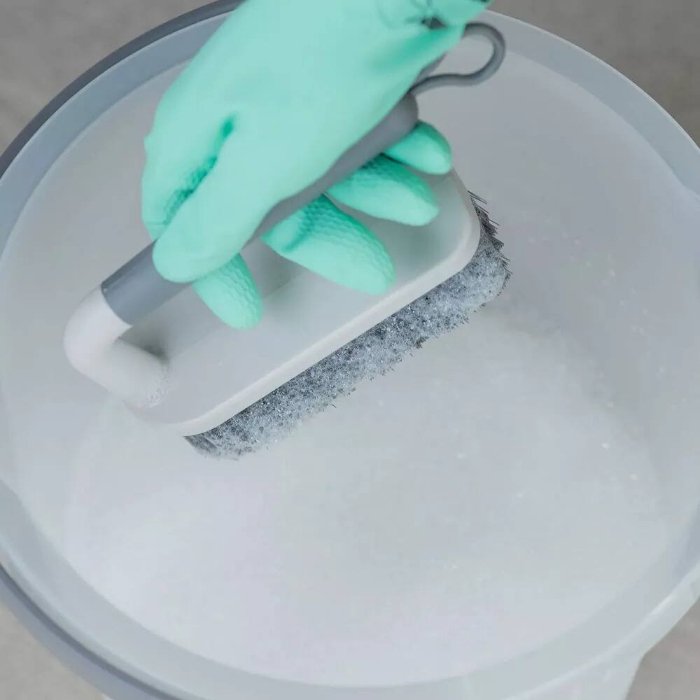 Alt View 2. OU - OU Scrub Brush with Ergonomic Handle, All Purpose Bathroom & Kitchen Heavy Duty Cleaning Scrubber.