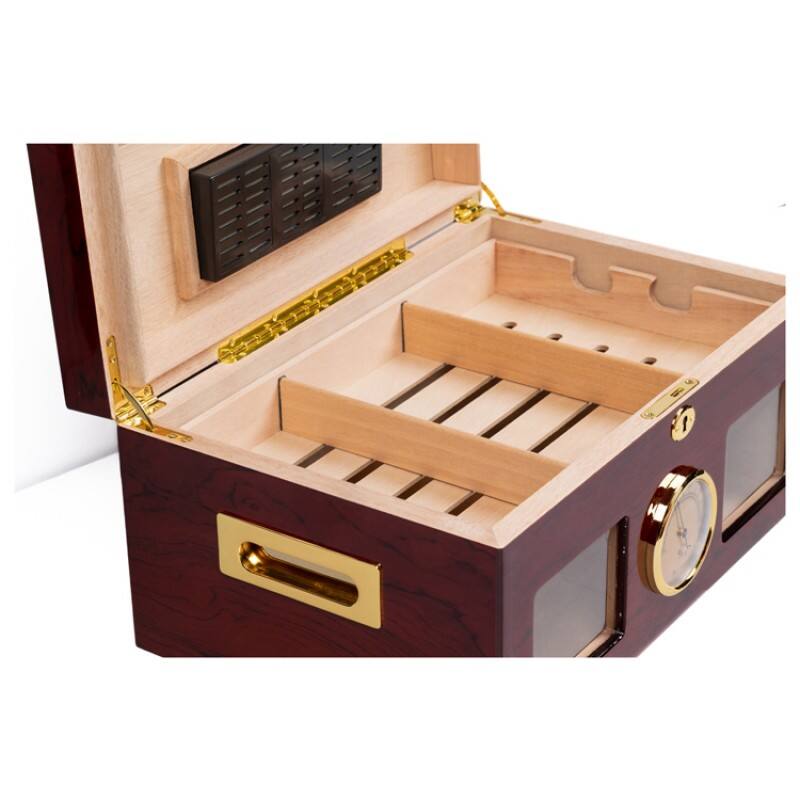 Alt View 1. Prestige - Valencia Desktop Humidor - Rich Ultra High Gloss Finish.