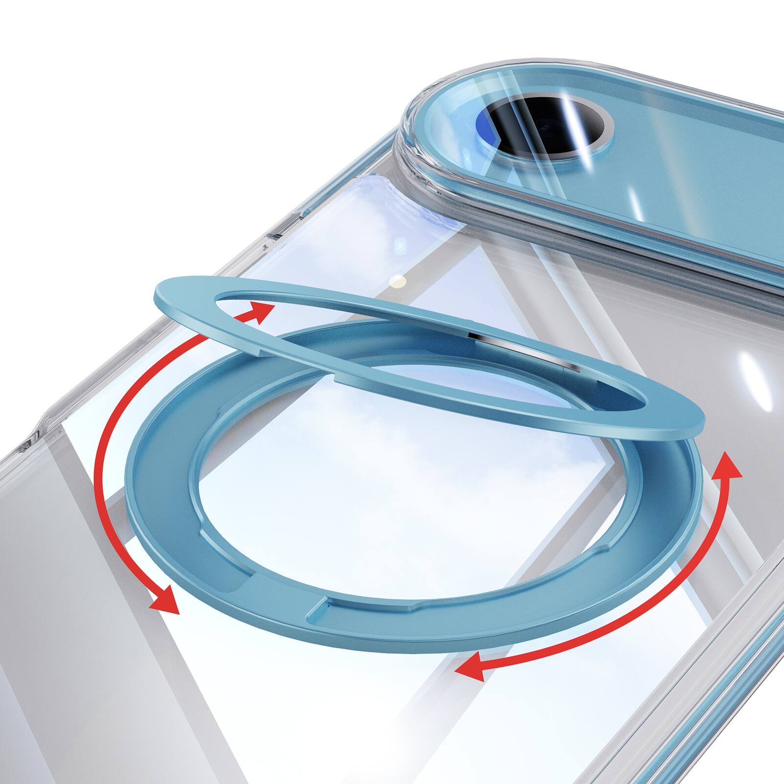 Alt View 2. Dteck - Magnetic Clear Phone Case for Apple iPhone Air with Metal Rotating Kickstand,Shockproof PC+TPU Slim Transparent Cover - Blue.