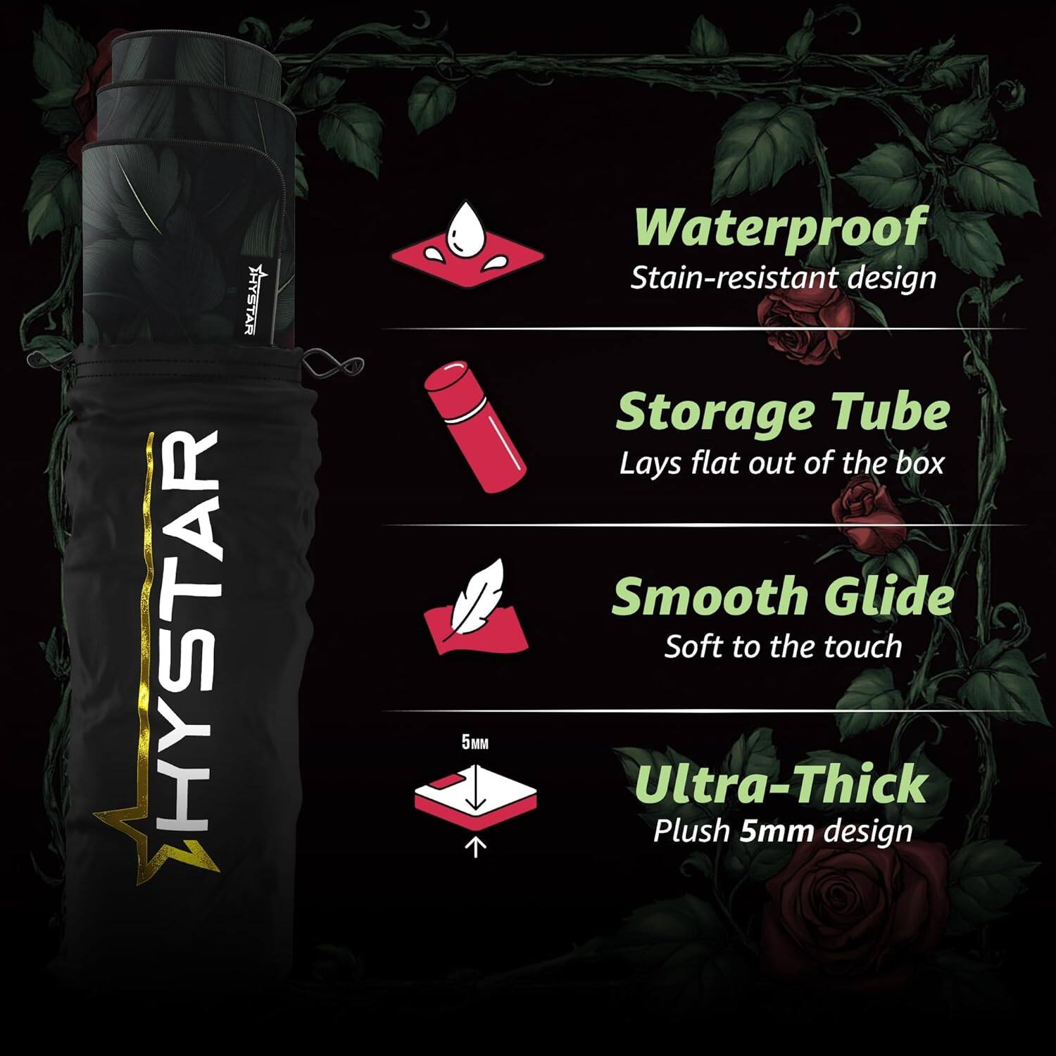 ATE HYSTAR 5M Waterproof Stain-resistant design Storage Tube Lays flat out of the box Smooth Glide Soft to the touch Ultra-Thick Plush 5mm design