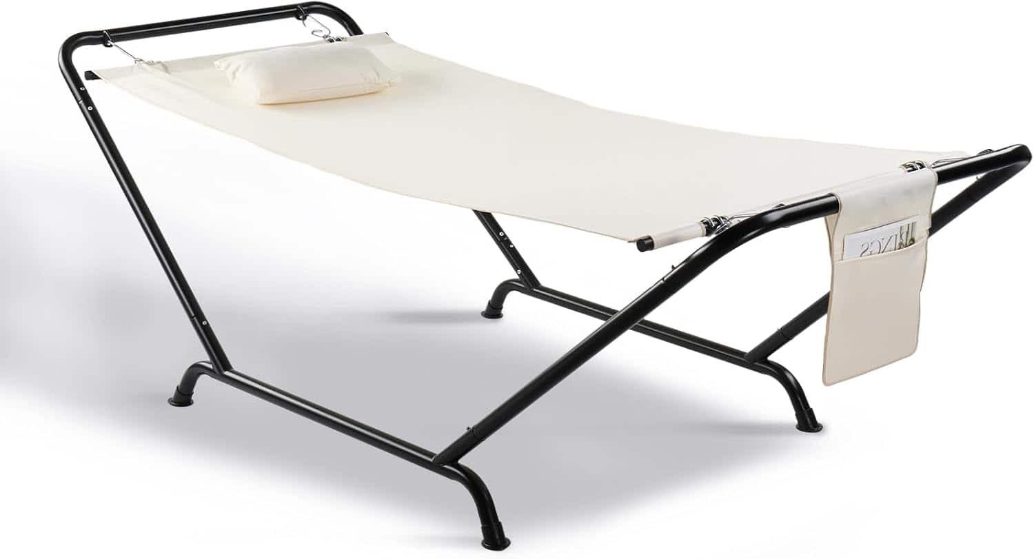 Winado - 7.7FT Freestanding Hammock Set 600LBS Heavy Duty Hammock, Cofy Hammock with Stand, Hammock Bed for Outdoor Yard Patio - off-White