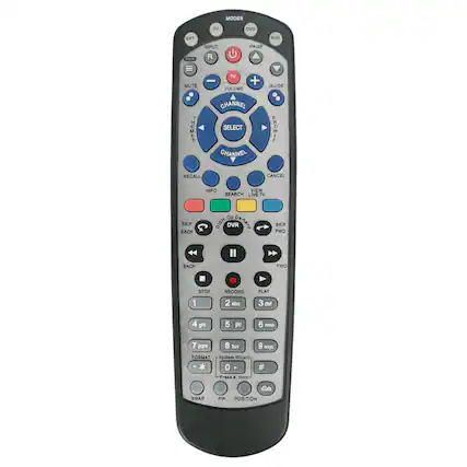 MODES TV DVD KAT AUX MEUN INPUT R PAGE MUTE - TV + VOLUME GUIDE THEMES CHANNEL SELECT CHANNEL BROWSE RECALL CANCEL INFO VIEW SEARCH LIVE TV SKIP BACK On DISH DVR Demand SKIP FWD II BACK FWD STOP 1 RECORD 2 abc PLAY 3 def 4 ghi 5 jid 6 mno 7 pqrs 8 tuv 9 wxy FORMAT System Wizard * 0 - Press & Hold # dish SWAP PIP POSITION