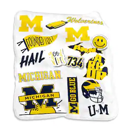 Logo Brands - Michigan Wolverines 50'' x 60'' Native Raschel Plush Throw Blanket - Multicolor