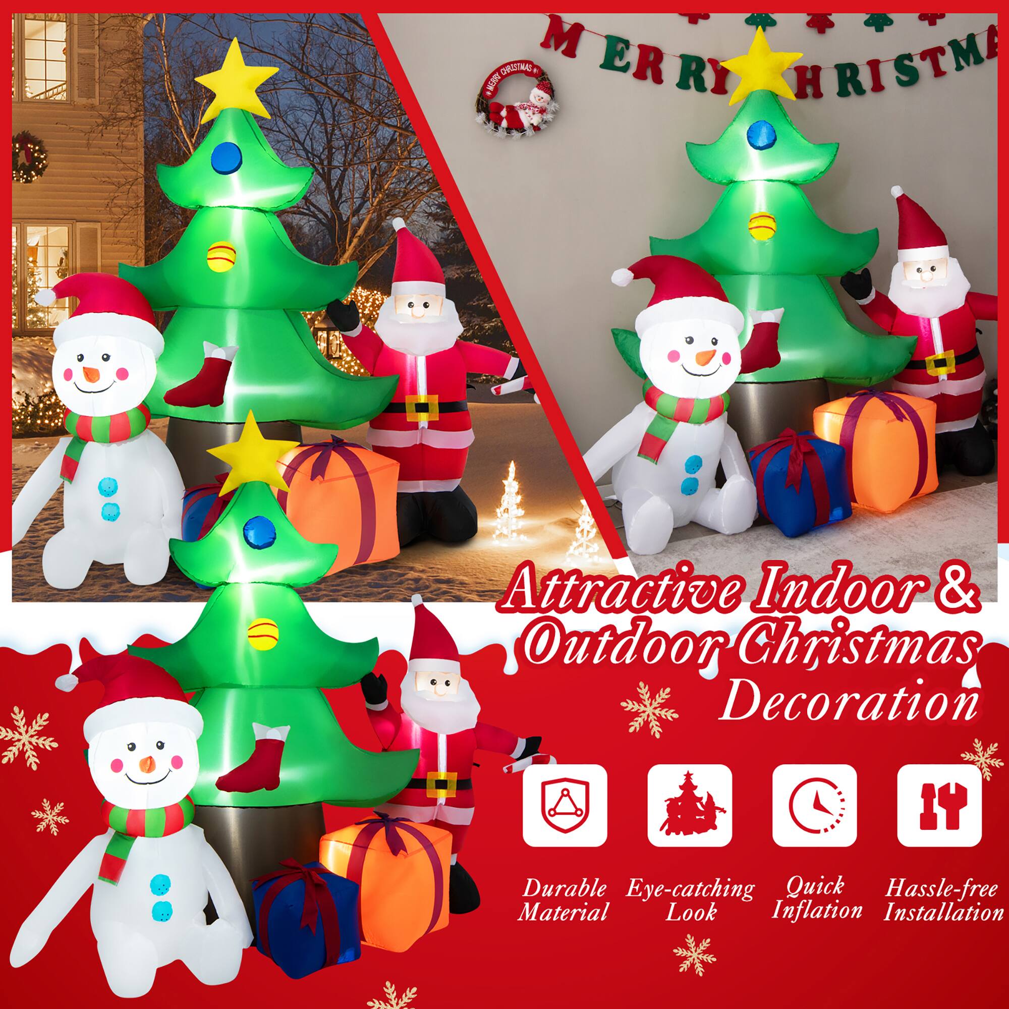 Attractive Indoor & Outdoor Christmas Decoration Durable Eye-catching Quick Hassle-free Material Look Inflation Installation