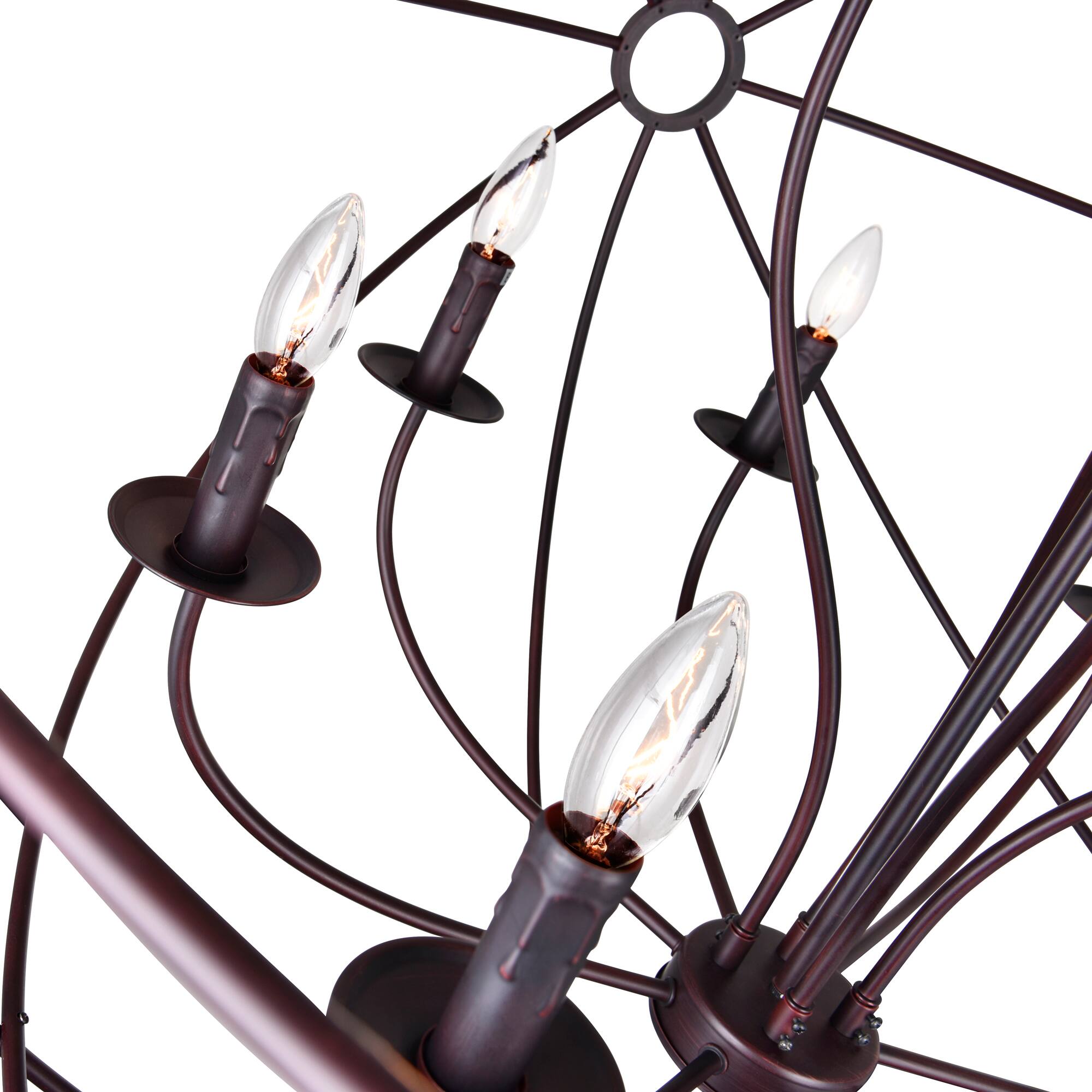 Left. CWI Lighting - Arza 12 Light Up Chandelier With Brown Finish - Brown.