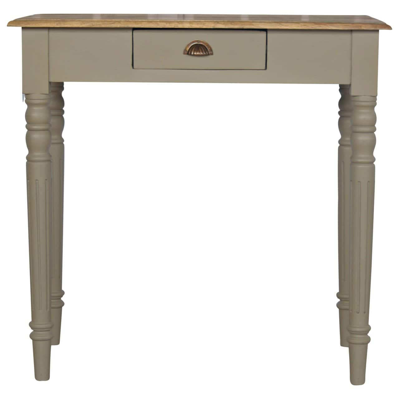 Artisan Furniture - Solid Wood Hand Painted Writing Desk, 1 Drawer, Grey - Gray