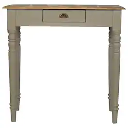 Artisan Furniture - Solid Wood Hand Painted Writing Desk, 1 Drawer, Grey - Gray