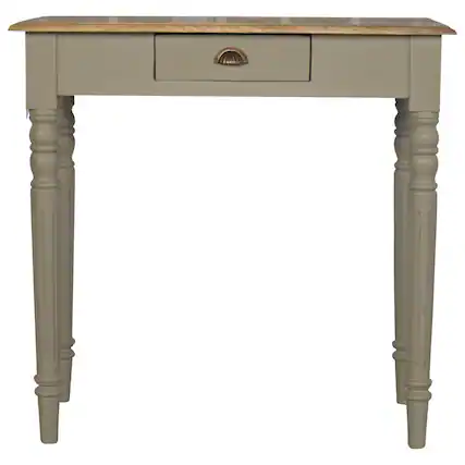 Front. Artisan Furniture - Artisan Furniture Solid Wood Hand Painted Writing Desk, 1 Drawer, Grey - Grey.