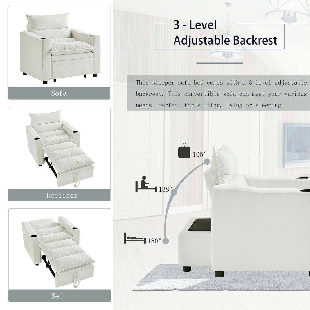 3 - Level Adjustable Backrest Sofa

This sleeper sofa bed comes with a 3-level adjustable backrest. This convertible sofa can meet your various needs, perfect for sitting, lying or sleeping.

- Sofa
- Recliner (105°)
- Bed (138° | 180°)