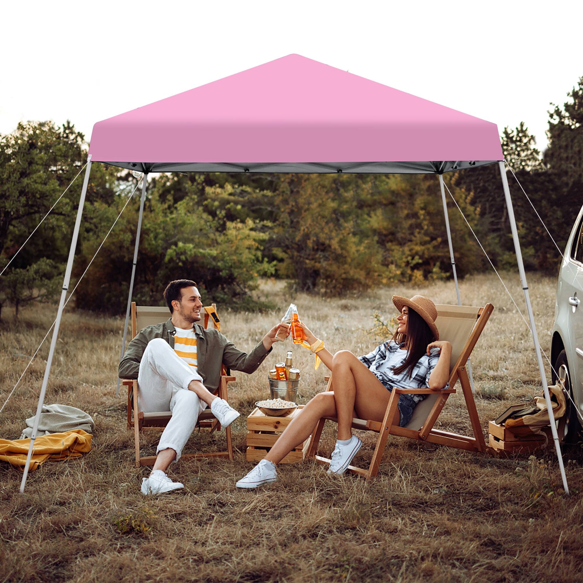 Alt View 1. Costway - Costway 10x10ft Patio Outdoor Instant Pop-up Canopy Slanted Leg UPF50+ Sun Shelter - Pink.
