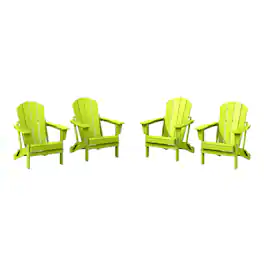 WestinTrends - Malibu Outdoor HDPE Folding Poly Adirondack Chairs (Set of 4) - Lime