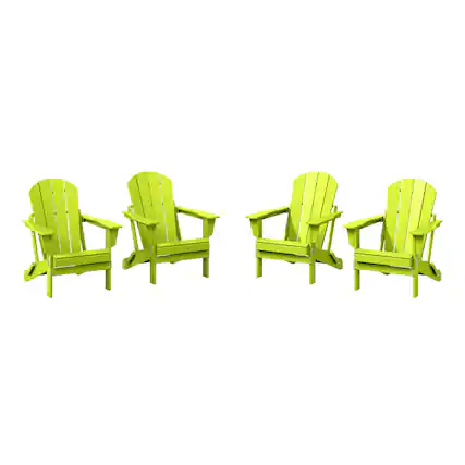Front. WestinTrends - WestinTrends Malibu Outdoor HDPE Folding Poly Adirondack Chairs (Set of 4) - Lime.