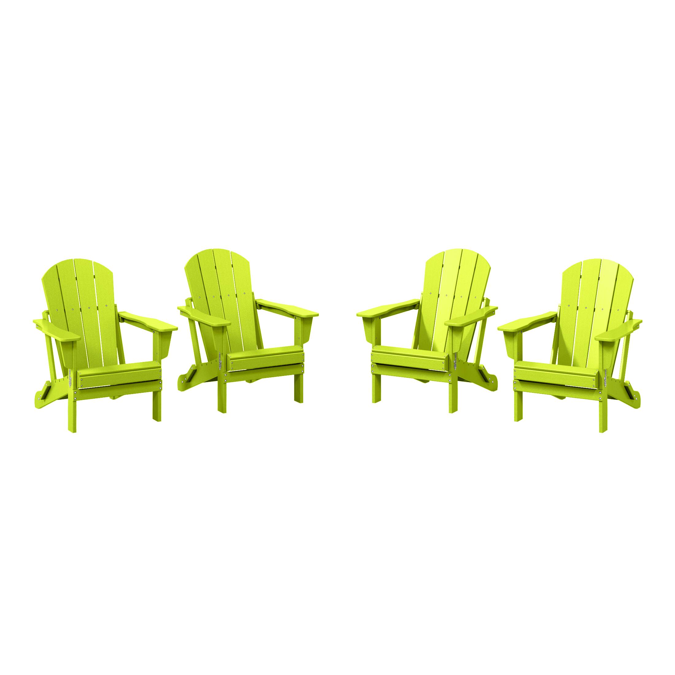 Front. WestinTrends - WestinTrends Malibu Outdoor HDPE Folding Poly Adirondack Chairs (Set of 4) - Lime.