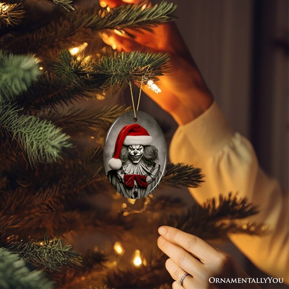 OrnamentallyYou Frightening Clown with Santa Hat Ornament Terrifying ...