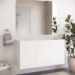 Modway - Bryn Wall-Mount Bathroom Cabinet Basin Not Included - White