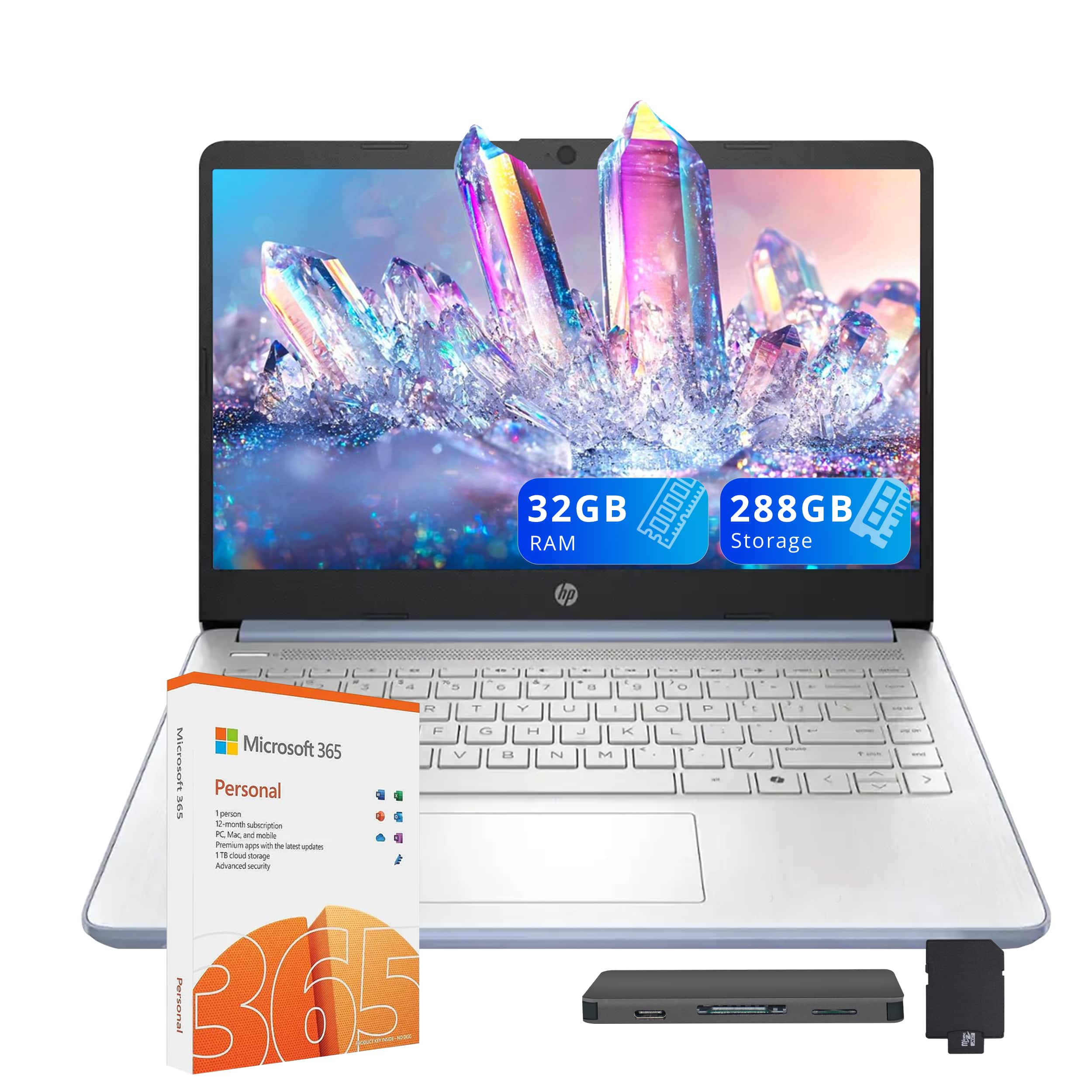 Photos - Software HP Upgraded - Stream 14" HD Laptop,Intel Processor N150,32GB RAM,128GB UFS+160GB Docking Station,1 Year Office 365,Win 11s