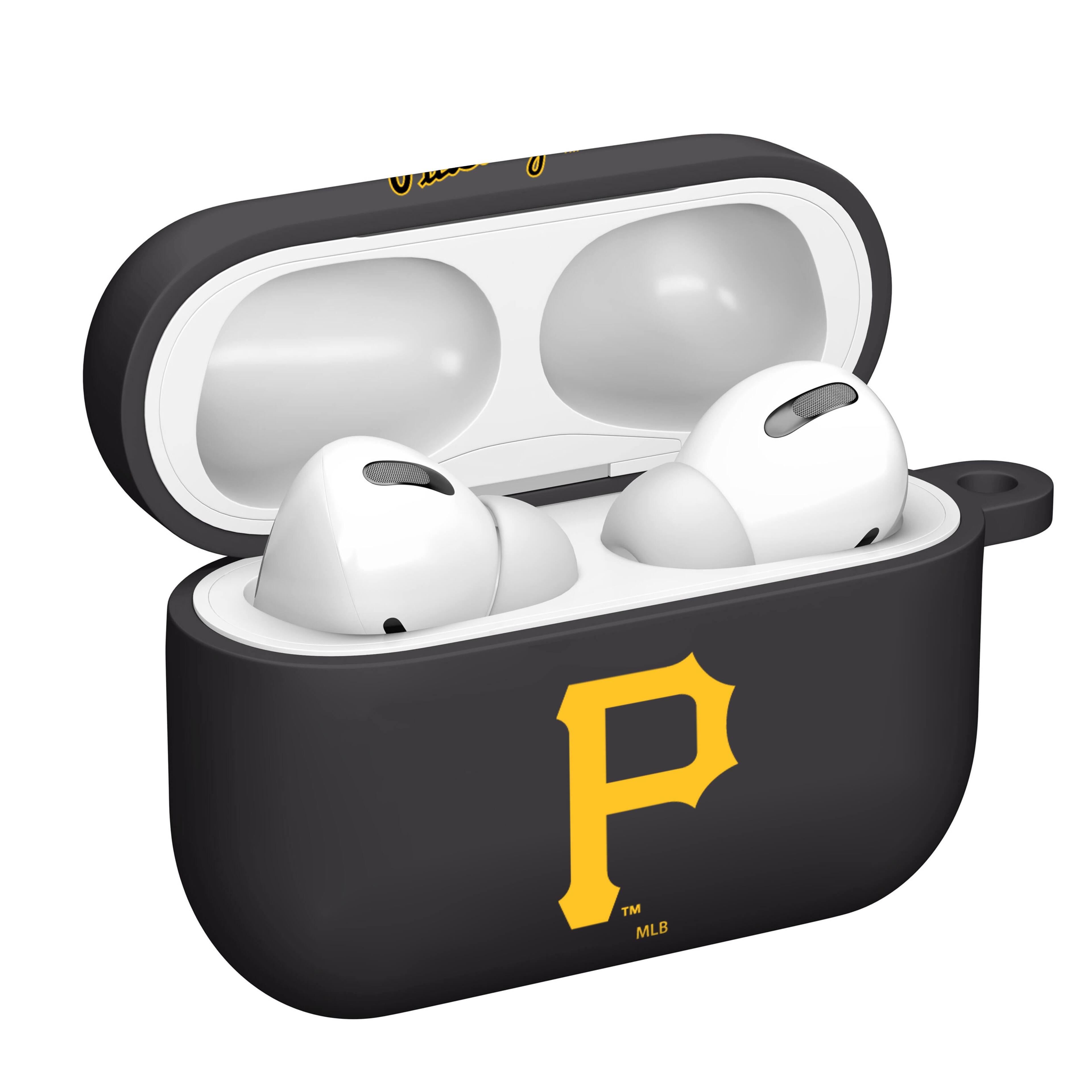 Alt View 1. Artinian - Pittsburgh Pirates AirPods Pro Silicone Case Cover - Black.