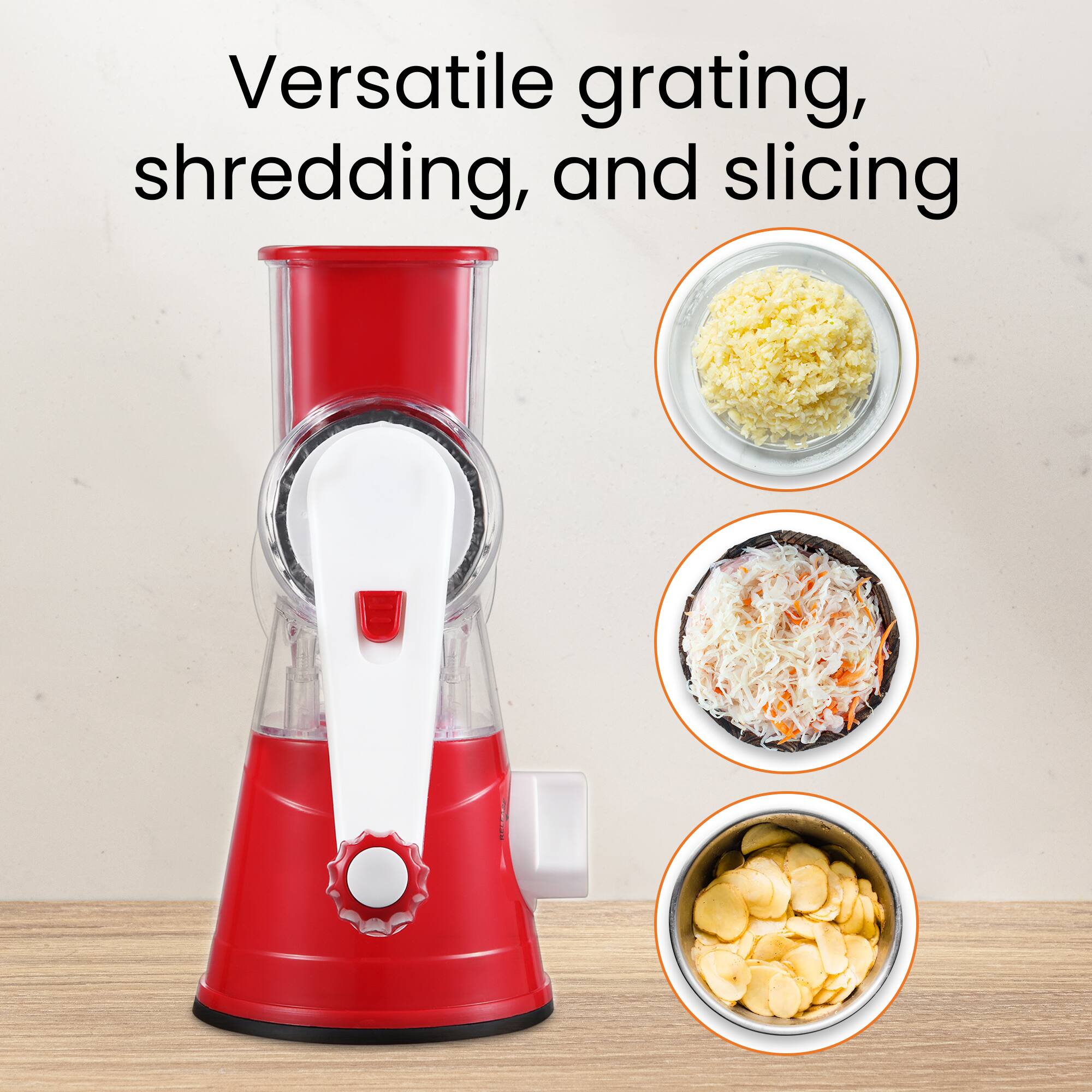 Versatile grating, shredding, and slicing